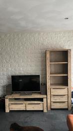 TV meubel en boekenkast licht acacia hout, Huis en Inrichting, Complete inboedels, Ophalen