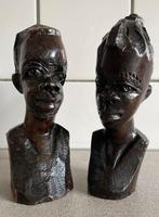 Prachtig houten beelden man en vrouw hout buste, Ophalen of Verzenden