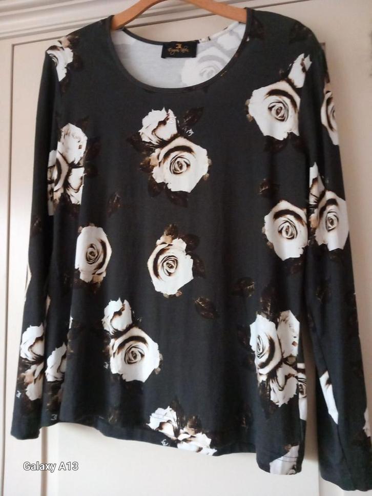Top met print mt M Eugen Klein, Kleding | Dames, T-shirts, Gedragen, Maat 38/40 (M), Zwart, Lange mouw, Ophalen of Verzenden