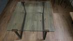 Glazen Salontafel met Messing Poten - 90cm, Huis en Inrichting, Tafels | Salontafels, Ophalen, Gebruikt, 50 tot 100 cm, Vierkant