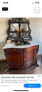 Antieke dressoir met marmeren blad en spiegel, Antiek en Kunst, Antiek | Meubels | Kasten, Ophalen of Verzenden