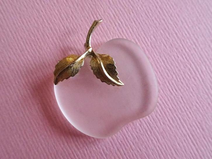 jwg Vintage 60s 70s appel ketting hanger mat glas goud klr, Sieraden, Tassen en Uiterlijk, Antieke sieraden, Hanger, Overige materialen