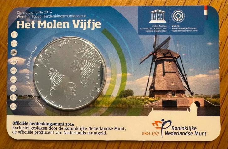 Herdenkingsmunt 2014 - Het Molen Vijfje, Postzegels en Munten, Munten | Nederland, Losse munt, Euro's, Koningin Beatrix, Zilver