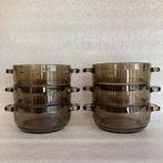 6 vintage rookglas soepkommen Arcoroc France, Ophalen of Verzenden