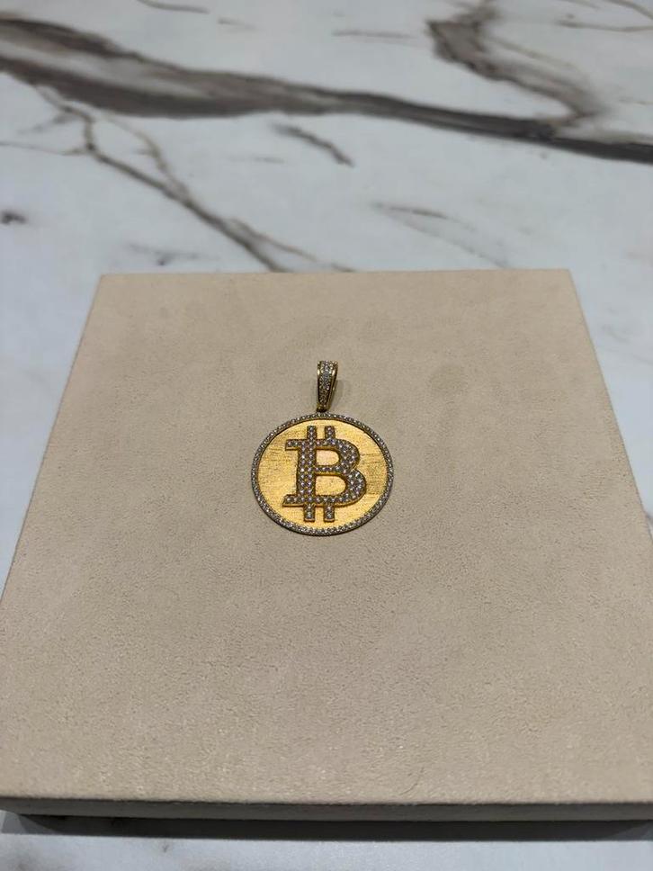 18k Gouden Hanger met Diamanten (Bitcoin), Sieraden, Tassen en Uiterlijk, Kettinghangers, Nieuw, Goud, Geel, Overige voorstellingen
