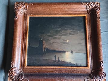 Schilderij vuurtoren in de nacht  beschikbaar voor biedingen
