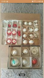 Vintage kerstballen, kerstornamenten GDR in doos, Diversen, Kerst, Ophalen of Verzenden, Gebruikt