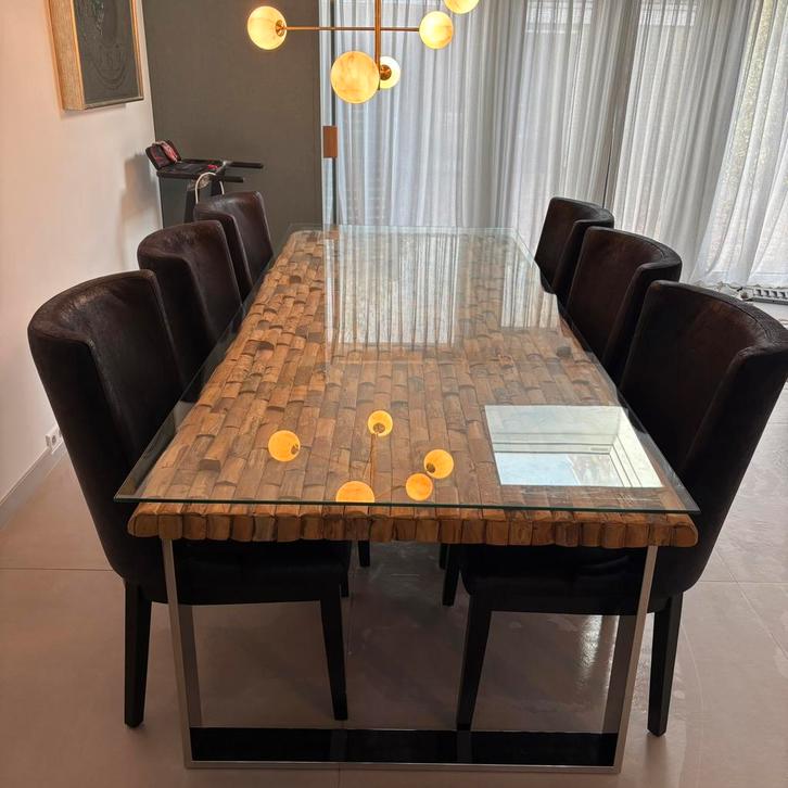 Rofra home eettafel met 6 eetkamerstoelen en salontafel, Huis en Inrichting, Complete eetkamers, Gebruikt, 4 tot 6 stoelen, Ophalen