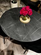 Ronde tafel met marmer blad, Ophalen, 100 tot 150 cm, Rond, Zo goed als nieuw