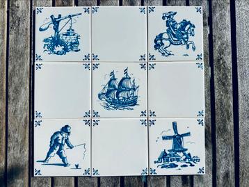 Antieke mosa tegeltjes delfts blauw kleine partij  beschikbaar voor biedingen