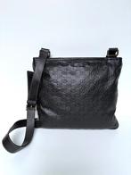 GUCCI donkerbruin monogram leer HEREN messenger bag tas, Overige merken, Zwart, Ophalen of Verzenden, Zo goed als nieuw