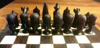 Schaakstukken mpingo zwart Afrikaans hout hand gesneden, Antiek en Kunst, Kunst | Beelden en Houtsnijwerken, Ophalen of Verzenden