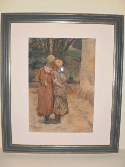 Steinlen Théophile Alexandre 1859-1923 ( De omhelzing ), Antiek en Kunst, Kunst | Schilderijen | Klassiek, Ophalen of Verzenden