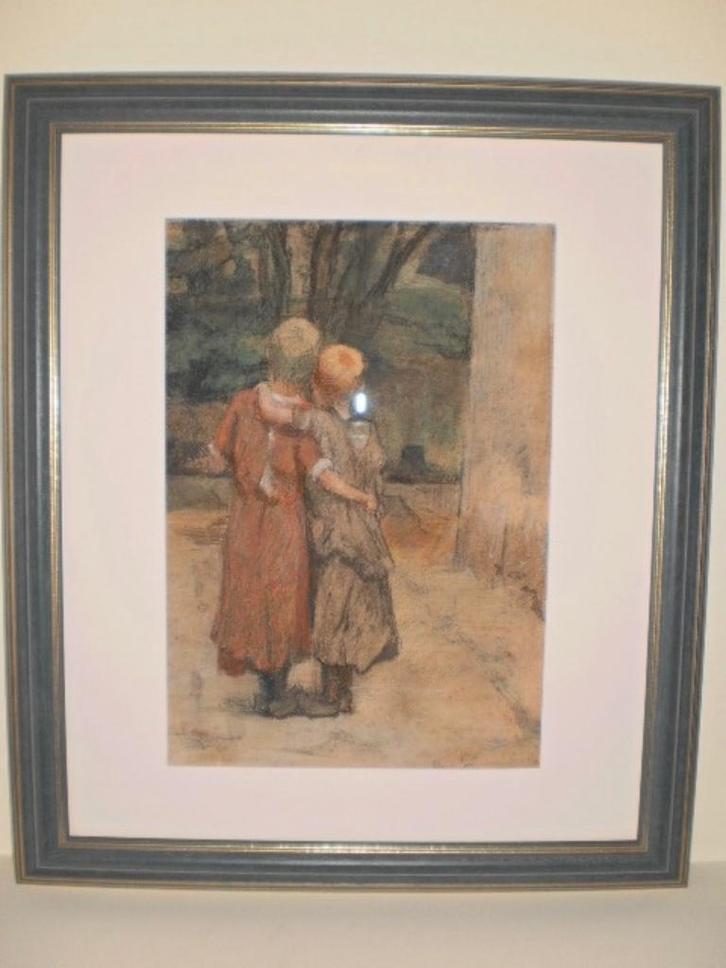 Steinlen Théophile Alexandre 1859-1923 ( De omhelzing ), Antiek en Kunst, Kunst | Schilderijen | Klassiek, Ophalen of Verzenden
