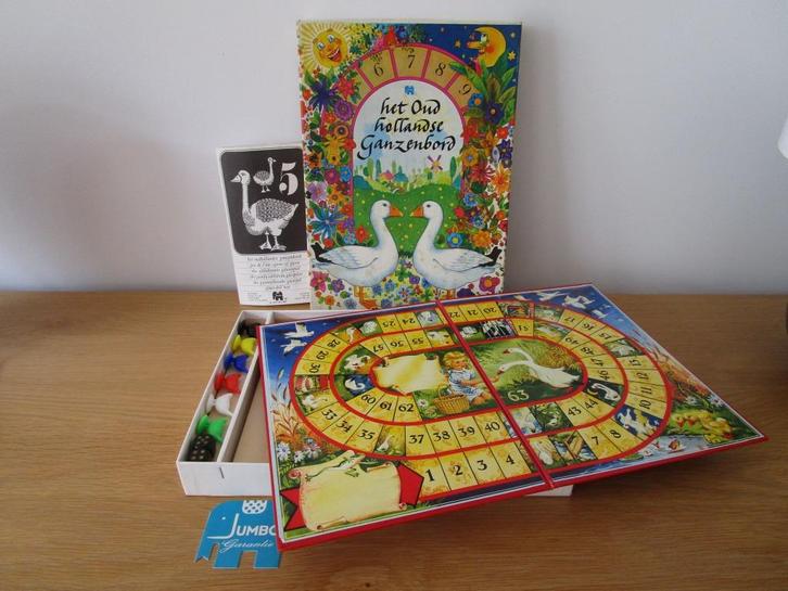vintage jaren 50 Het Oudhollandse Ganzenbord (Jumbo 313), Hobby en Vrije tijd, Gezelschapsspellen | Bordspellen, Zo goed als nieuw