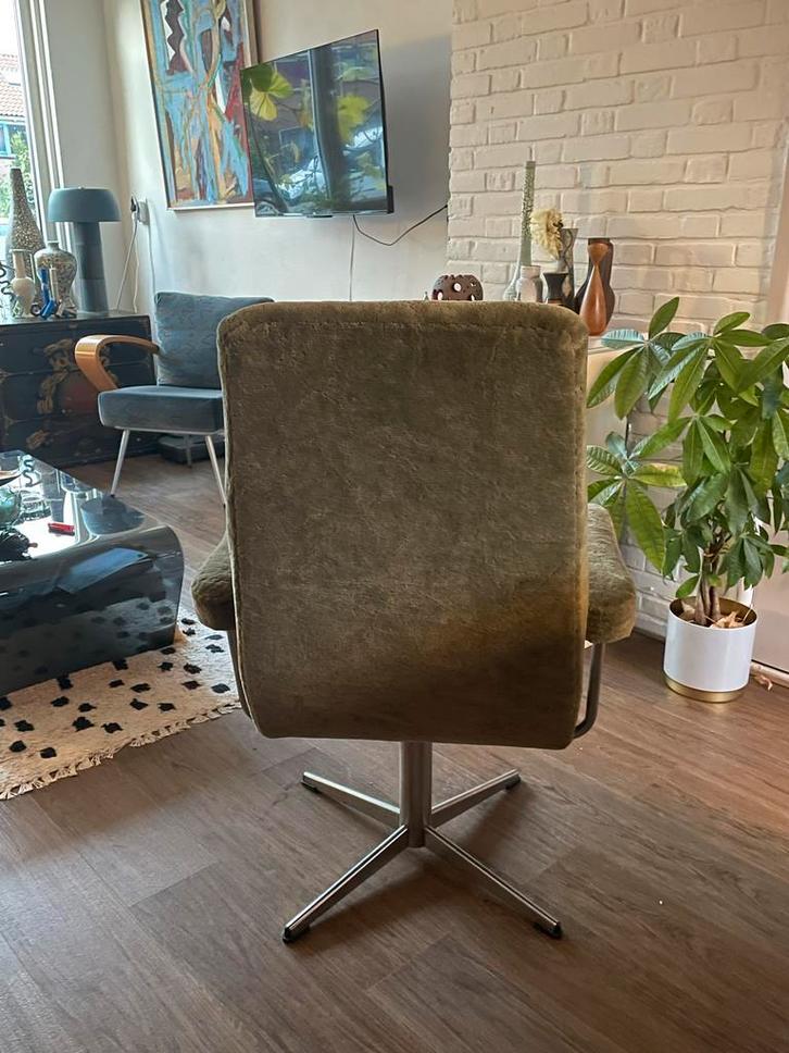 Vintage Goldsiegel Draaifauteuil Mosgroen, Huis en Inrichting, Fauteuils, Gebruikt, Metaal, 75 tot 100 cm, Ophalen
