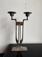 Kandelaar zilver art deco vintage candleholder, Ophalen of Verzenden, Koper of Brons
