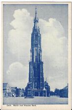 W8 oude ongelopen ansichtkaart delft markt met nieuwe kerk, Verzamelen, Gelopen, Zuid-Holland, Ophalen of Verzenden
