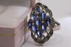 vintage zilver 925 ring met saffier steentjes, Sieraden, Tassen en Uiterlijk, Ringen, 18 tot 19, Ophalen of Verzenden, Zo goed als nieuw