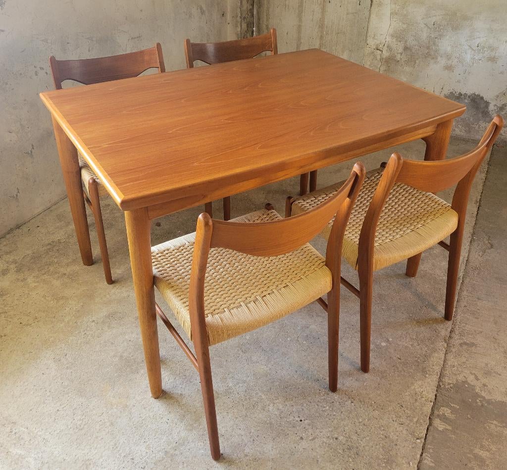 Verlengbare eettafel in teak van Grete Jalk voor Glostrup, Ophalen, Teakhout, 200 cm of meer, 50 tot 100 cm