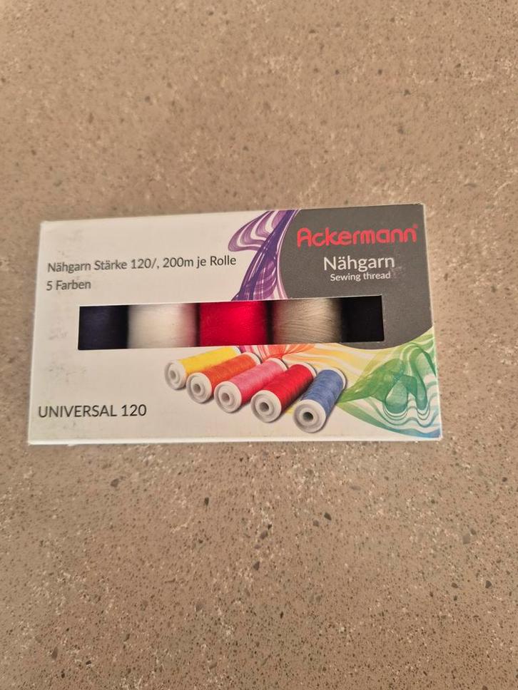 Ackermann naaigaren - 5 kleuren, Hobby en Vrije tijd, Naaien en Fournituren, Ophalen