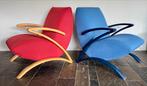 2 zeer unieke vintage design fautueils., Huis en Inrichting, Fauteuils, Ophalen, Hout, ., 75 tot 100 cm