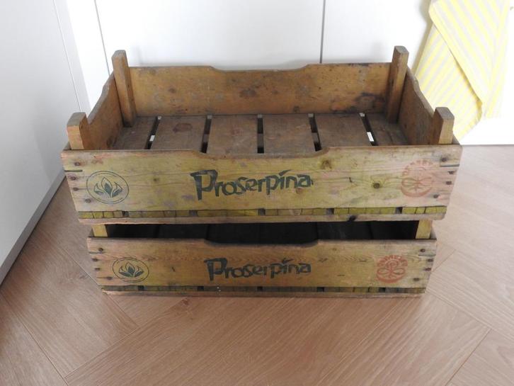 2 mooie oude fruitkistjes / veilingkistjes 60 x 35 x 14 cm, Antiek en Kunst, Curiosa en Brocante, Ophalen