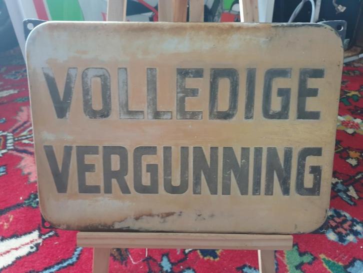 Emaille Bord Volledige Vergunning, Antiek en Kunst, Antiek | Emaille, Ophalen of Verzenden