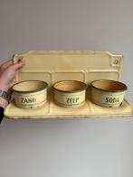 Emaille Wandrek Zand Zeep Soda Vintage Keukenrekje Geel Groe, Antiek en Kunst, Ophalen of Verzenden