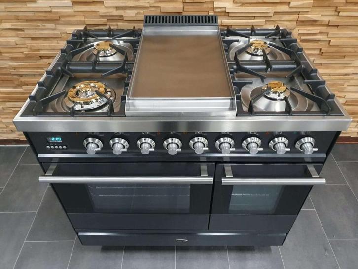 🔥Luxe Boretti Fornuis 90cm antraciet + rvs GASOVEN frytop, Witgoed en Apparatuur, Fornuizen, Zo goed als nieuw, Vrijstaand, Gas