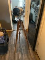 Industriële Vloerlamp op Houten Statief, Ophalen, Zo goed als nieuw, Hout, 100 tot 150 cm