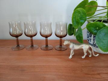 Trendy vintage rookglas servies wijnglazen 4x beschikbaar voor biedingen