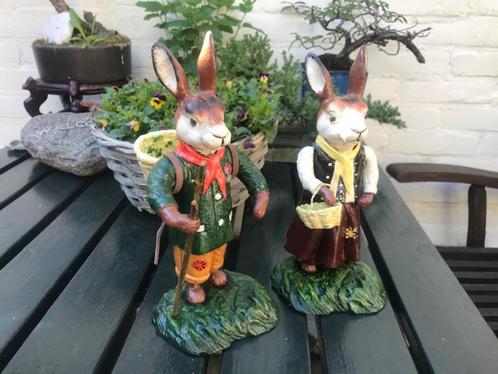 gietijzeren beeldenset, hazenechtpaar, Antiek en Kunst, Curiosa en Brocante, Ophalen of Verzenden