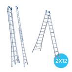 Tweedelige reformladder 2x12 sporten, Ophalen of Verzenden, Nieuw, Ladder, 4 meter of meer