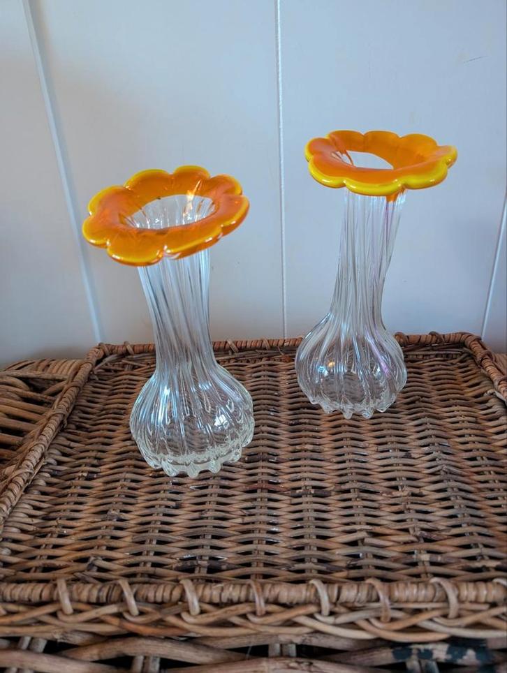 Vaas Set - Bloemen Design, Antiek en Kunst, Antiek | Vazen, Ophalen of Verzenden