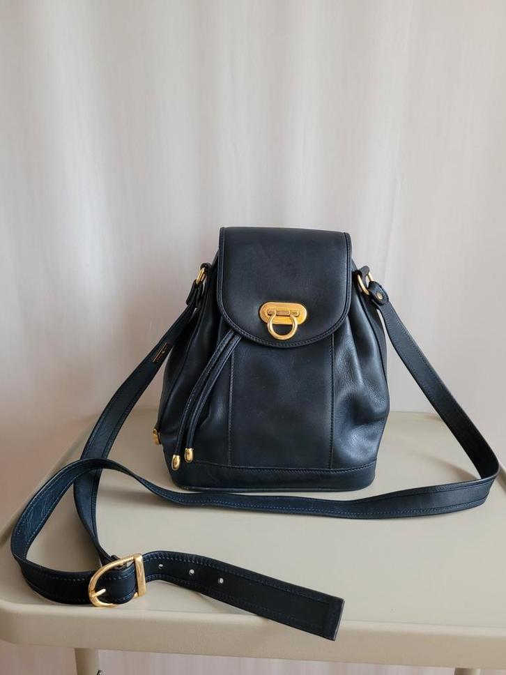 Jerome LePlat vintage leren tas, Sieraden, Tassen en Uiterlijk, Tassen | Schoudertassen, Zo goed als nieuw, Overige merken, Blauw