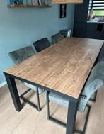 Eettafel mangohout 220x100, Ophalen, 200 cm of meer, 50 tot 100 cm, Zo goed als nieuw