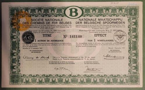 Nationale Maatschappij derBelgische Spoorwegen 1937 aandelen, Postzegels en Munten, Aandelen en Waardepapieren, Aandeel, 1920 tot 1950