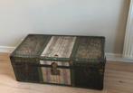 Oude hutkoffer / reiskoffer / kist : groen, beige, Huis en Inrichting, Ophalen, Overige materialen, Gebruikt, 50 tot 100 cm