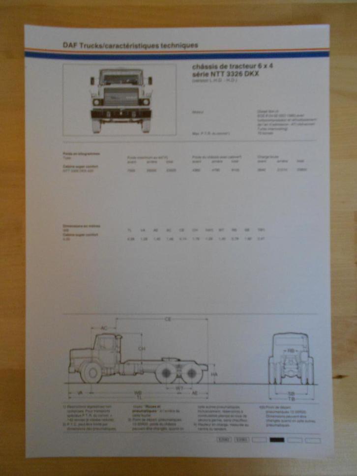 DAF N3300 Technische Specificatie 1984 6x4 Torpedo 3300 NTT, Boeken, Auto's | Folders en Tijdschriften, Zo goed als nieuw, Overige merken