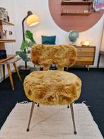 Vintage stoeltje pluche okergeel 60s, Huis en Inrichting, Stoelen, Ophalen, Gebruikt, Overige kleuren, .