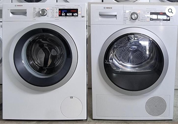 Bosch set 9Kg Wasmachine en Bosch 9Kg Warmtepompdroger., Witgoed en Apparatuur, Wasmachines, Zo goed als nieuw, Voorlader, 8 tot 10 kg