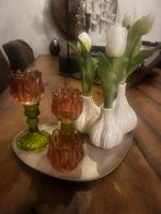Woonaccessoires set tulpenvaas, Huis en Inrichting, Ophalen, Zo goed als nieuw, Rond, Hout