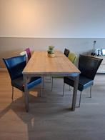Moderne eettafel met 6 stoelen, Ophalen, Strak, Eikenhout, 50 tot 100 cm