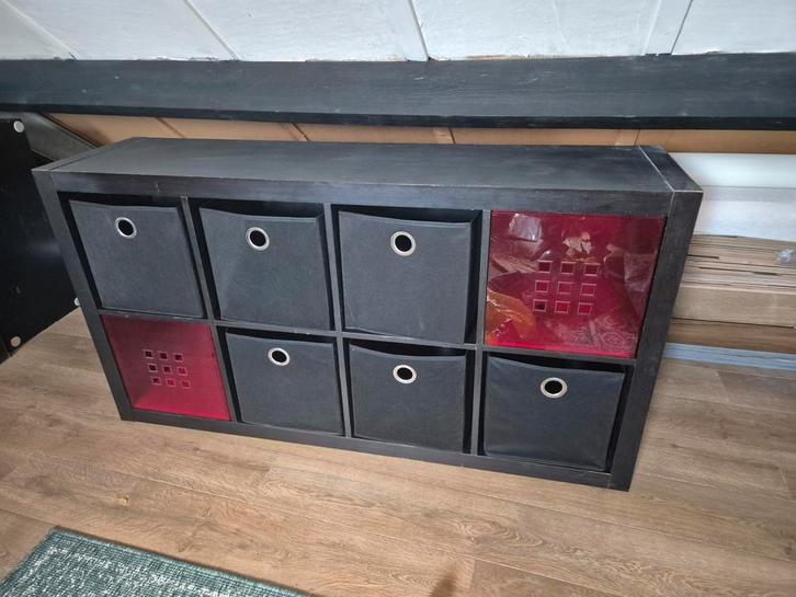 Zwarte Ikea Kallaxkast met bakken, Huis en Inrichting, Kasten | Overige, Ophalen