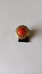 Oude forse gouden ring Bloedkoraal, 14 krt, Sieraden, Tassen en Uiterlijk, Antieke sieraden, Verzenden, Goud, Ring, Met edelsteen
