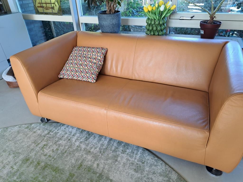 Topform leren 2zits bank, Ophalen, 150 tot 200 cm, Tweepersoons, Zo goed als nieuw