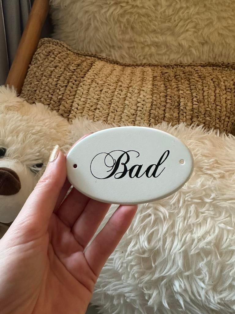 Ovaal emaille deurbordje met de tekst 'Bad' van IB Laursen, Ophalen of Verzenden, Nieuw
