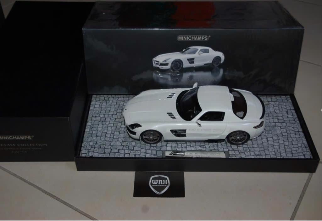 1:18 MERCEDES SLS BRABUS wit Minichamps deluxe LTD inbox WRH, Verzenden, Zo goed als nieuw, Auto, MiniChamps