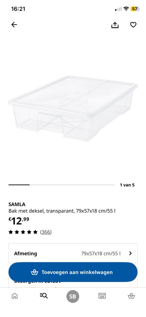Samla Ikea opbergbox, Ophalen, Zo goed als nieuw, Minder dan 40 cm, Minder dan 35 cm